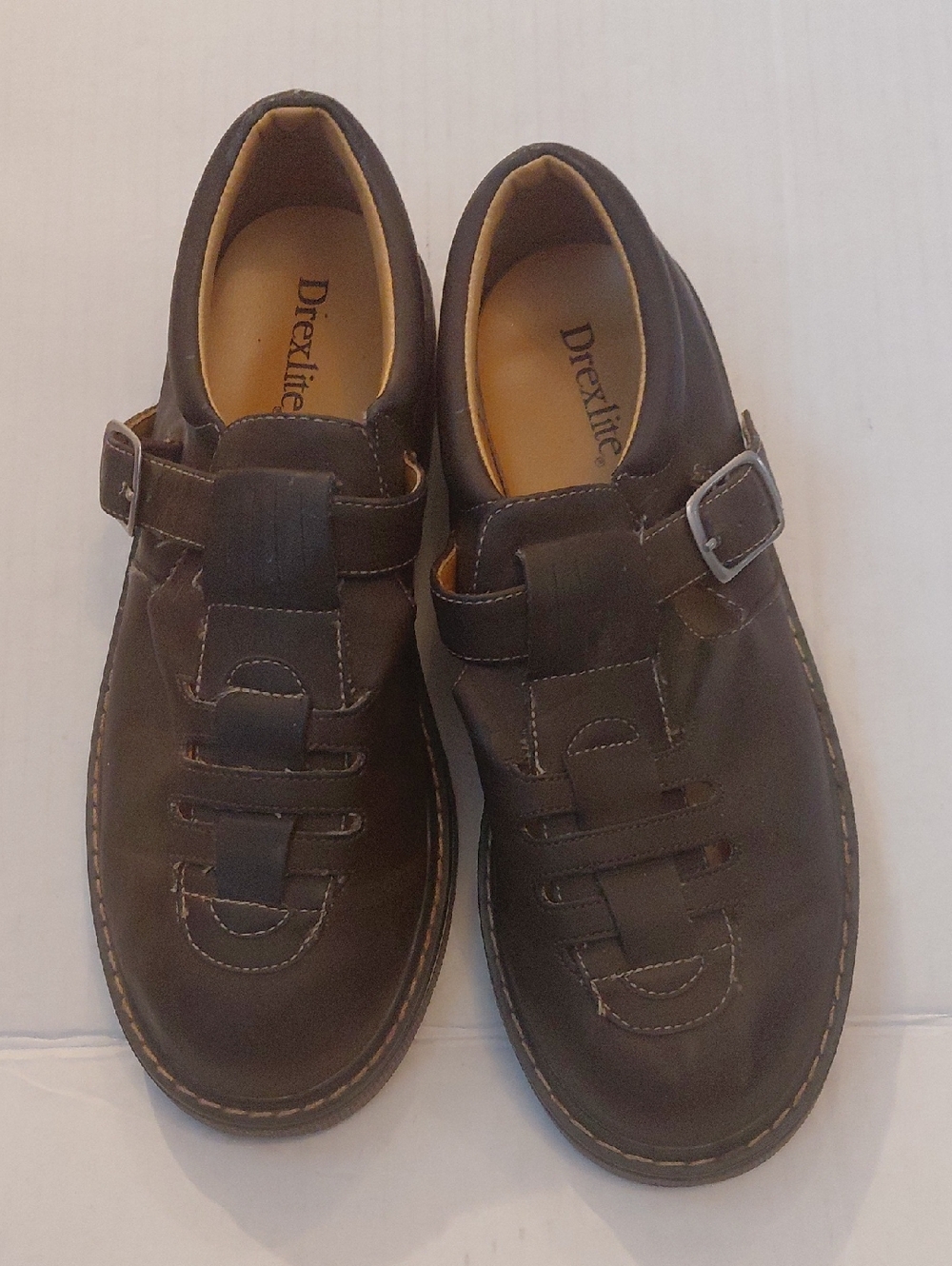 Drexlite Girls Brown Buckle Slip-On Loafers Size 4M Preowned Excellent Condition